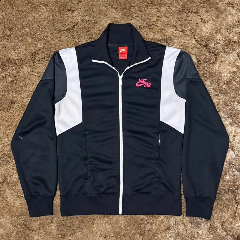 Nike Air Full Zip Track Jacket Black White Pink Colorblock Swoosh Small